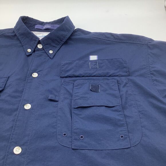 Columbia PFG Mens Bahama Omni Shade Short Sleeve Button Up Shirt Blue Size Large - Picture 6 of 11